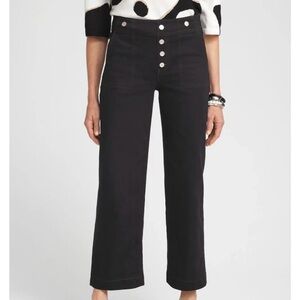 CHICO’S Faux Button Pull-On Crop Wide Leg Jeans Sz 8